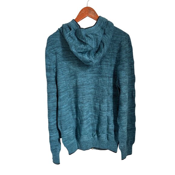 Bolivares Mens Teal Full-Zip Hoodie Sweater M 100% Pima Cotton Made In Peru - Picture 5 of 7